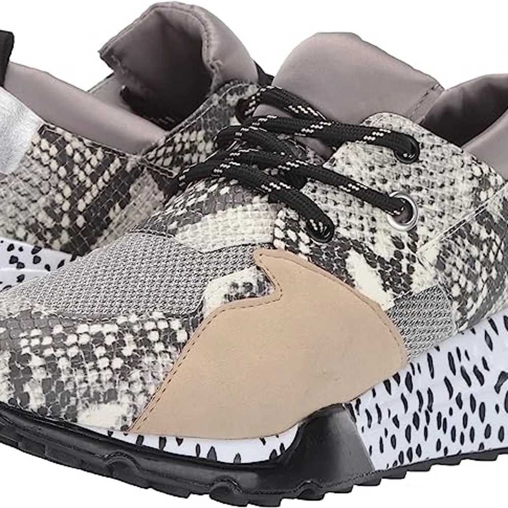 Steve Madden Women's Cliff Sneaker Natural Snake White Grey CLIF02S1